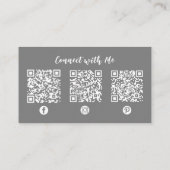Aangepaste QR Code Social Media Stijlvol Grijs Roz Visitekaartje (Achterkant)