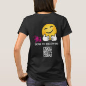 Aangepaste QR-code sociale media volg mij T-shirt (Achterkant)