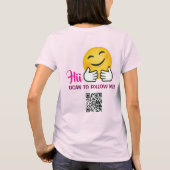 Aangepaste QR-code sociale media volg mij T-shirt (Achterkant)
