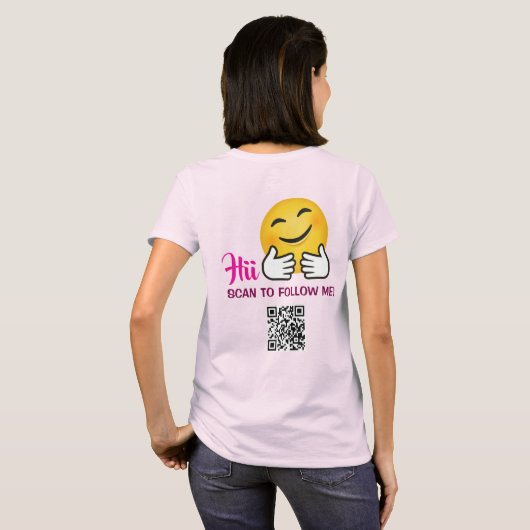 Aangepaste QR-code sociale media volg mij T-shirt (Achterkant volledig)