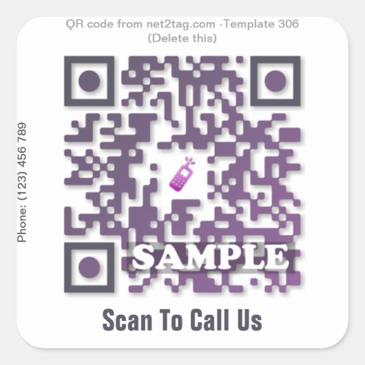 Aangepaste QR-code sticker (QR-code sjabloon #306) (Voorkant)