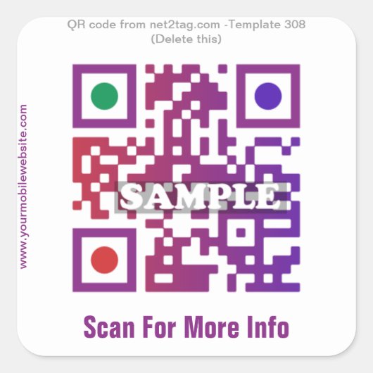 Aangepaste QR-code sticker (QR-code sjabloon #308) (Voorkant)