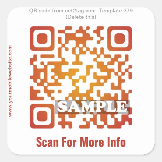 Aangepaste QR-code sticker (QR-code sjabloon #379) (Voorkant)