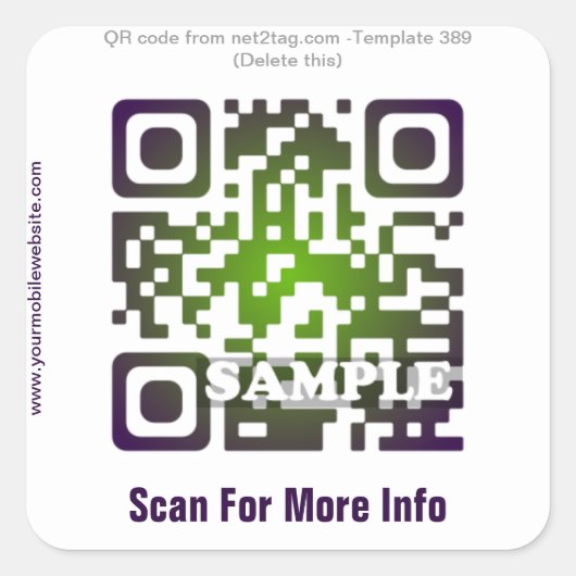 Aangepaste QR-code sticker (QR-code sjabloon #389) (Voorkant)