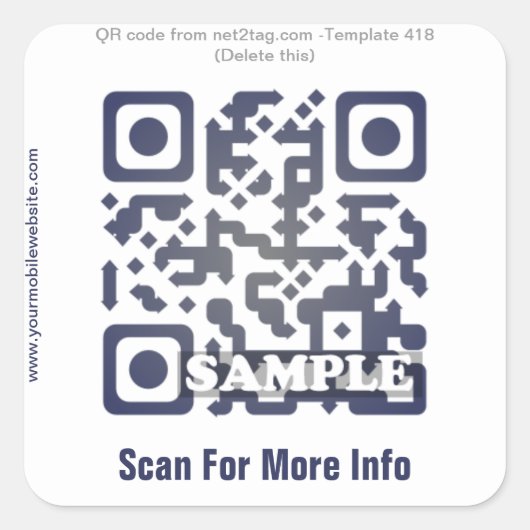 Aangepaste QR-code sticker (QR-code sjabloon #418) (Voorkant)