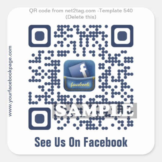 Aangepaste QR-code sticker (QR-code sjabloon #540) (Voorkant)