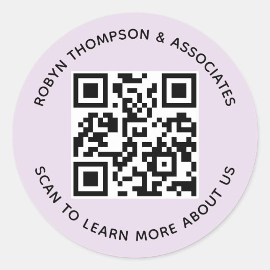 Aangepaste QR-code stickers 7,62 cm rond lila paar (Voorkant)