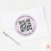 Aangepaste QR-code stickers 7,62 cm rond lila paar (Envelop)