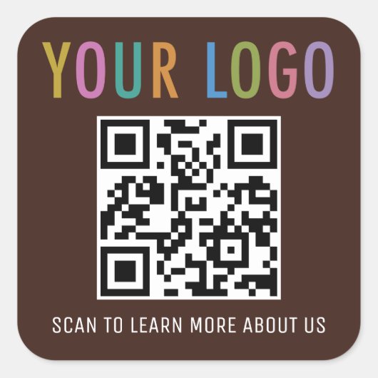 Aangepaste QR-code stickers met logo chocoladebrui (Voorkant)