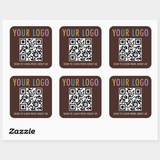 Aangepaste QR-code stickers met logo chocoladebrui (Vel)