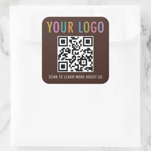 Aangepaste QR-code stickers met logo chocoladebrui (Tas)