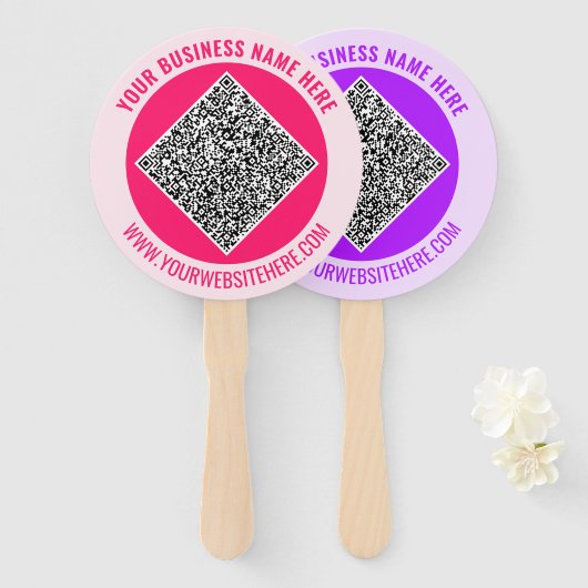 Aangepaste QR-code tekst en kleur promotionele han Handwaaier (Voorkant en achterkant)