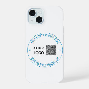Aangepaste QR-code tekst en logo iPhone Case sjabl iPhone 15 Case