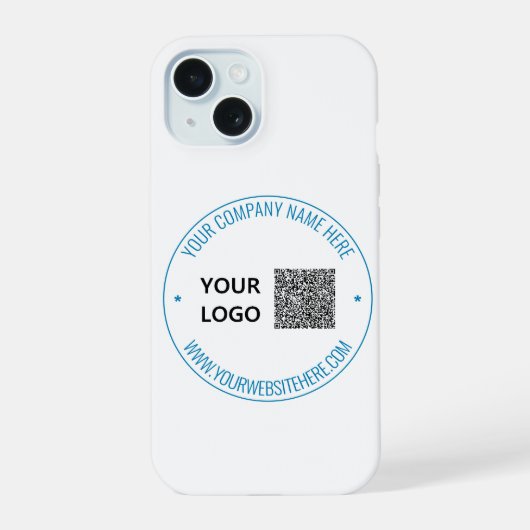 Aangepaste QR-code tekst en logo iPhone Case sjabl iPhone 15 Case (Achterkant)