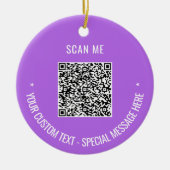 Aangepaste QR Code Tekst Kerstversiering Uw kleure Keramisch Ornament (Voorkant)