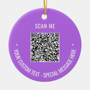 Aangepaste QR Code Tekst Kerstversiering Uw kleure Keramisch Ornament