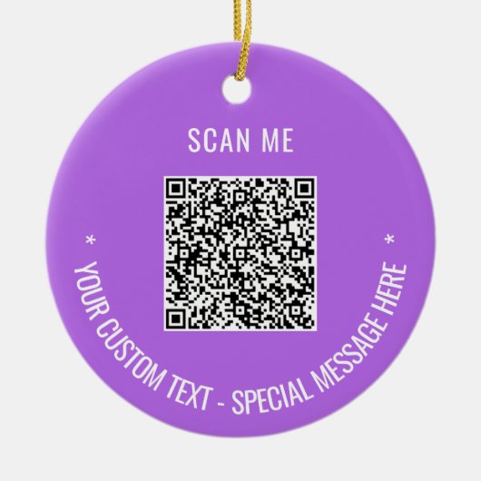 Aangepaste QR Code Tekst Kerstversiering Uw kleure Keramisch Ornament (Voorkant)