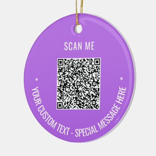 Aangepaste QR Code Tekst Kerstversiering Uw kleure Keramisch Ornament (Links)