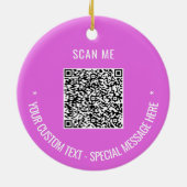 Aangepaste QR Code Tekst Kerstversiering Uw kleure Keramisch Ornament (Achterkant)