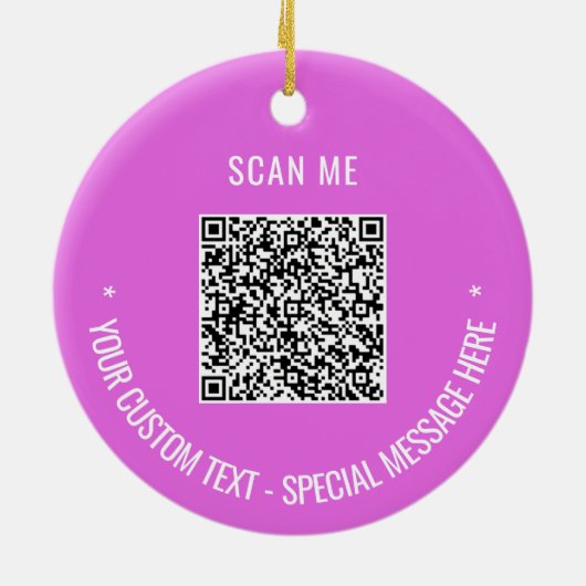 Aangepaste QR Code Tekst Kerstversiering Uw kleure Keramisch Ornament (Achterkant)