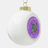 Aangepaste QR Code Tekst Kerstversiering Uw kleure Keramische Bal Ornament (Links)