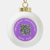 Aangepaste QR Code Tekst Kerstversiering Uw kleure Keramische Bal Ornament (Voorkant)