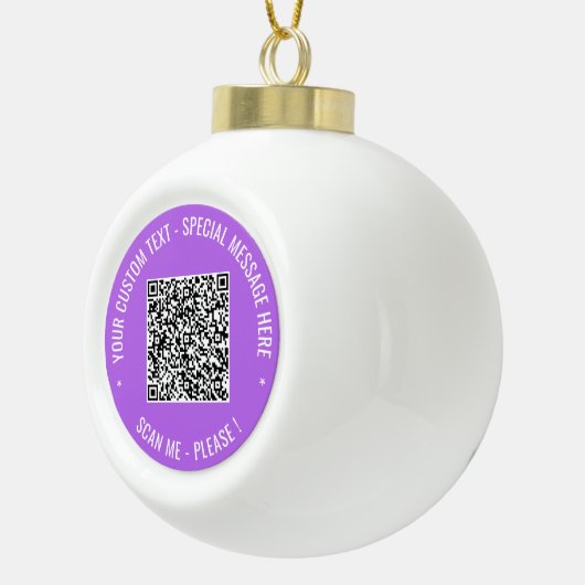 Aangepaste QR Code Tekst Kerstversiering Uw kleure Keramische Bal Ornament (Rechts)