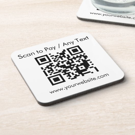 Aangepaste QR-code / tekst met witte vierkante kur Bier Onderzetter (Linkerzijde)