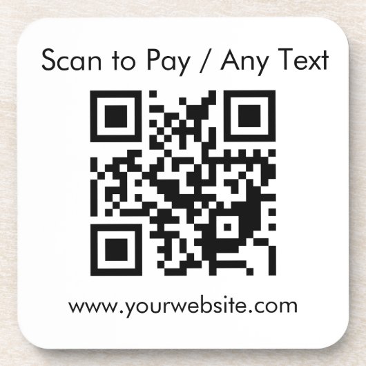 Aangepaste QR-code / tekst met witte vierkante kur Bier Onderzetter (Voorkant)