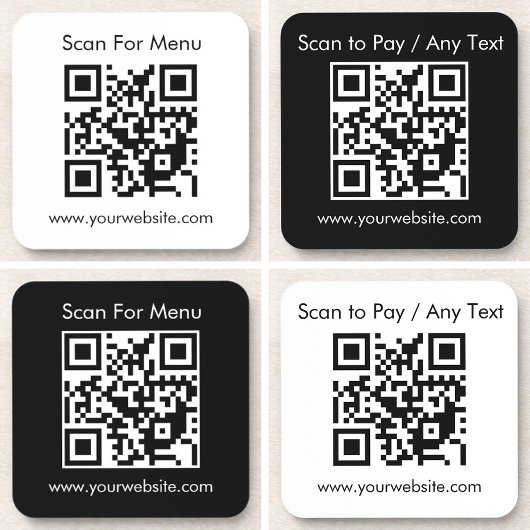 Aangepaste QR-code / tekst met witte vierkante kur Bier Onderzetter