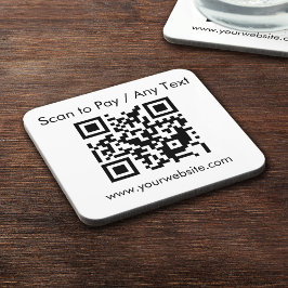 Aangepaste QR-code / tekst met witte vierkante kur Bier Onderzetter
