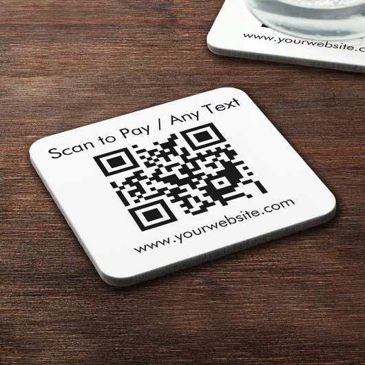 Aangepaste QR-code / tekst met witte vierkante kur Bier Onderzetter