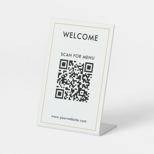 Aangepaste QR-code Tekst Modern bedrijf Reclamebord Met Voetstuk (Voorkant)