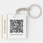 Aangepaste QR-code Tekst Modern Gold White Busines Sleutelhanger (Achterkant)