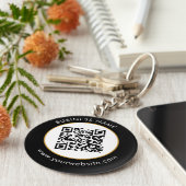 Aangepaste QR-code Tekst Modern Gold White Busines Sleutelhanger (Zijkant)