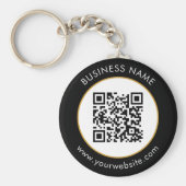 Aangepaste QR-code Tekst Modern Gold White Busines Sleutelhanger (Voorkant)