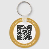 Aangepaste QR-code Tekst Modern Gold White Busines Sleutelhanger (Voorkant)