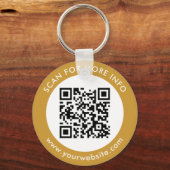 Aangepaste QR-code Tekst Modern Gold White Busines Sleutelhanger (Voorkant)