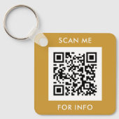 Aangepaste QR-code Tekst Modern Gold White Busines Sleutelhanger (Voorkant)
