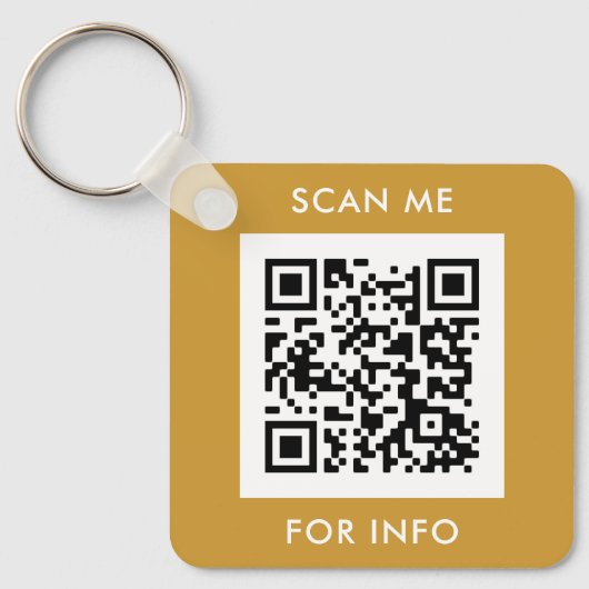 Aangepaste QR-code Tekst Modern Gold White Busines Sleutelhanger (Voorkant)