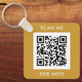 Aangepaste QR-code Tekst Modern Gold White Busines Sleutelhanger (Voorkant)