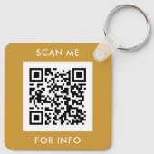 Aangepaste QR-code Tekst Modern Gold White Busines Sleutelhanger (Achterkant)