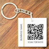 Aangepaste QR-code Tekst Modern Gold White Busines Sleutelhanger