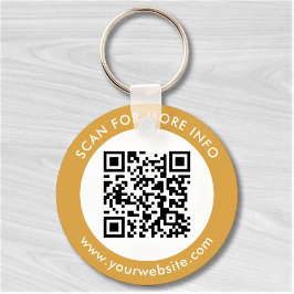 Aangepaste QR-code Tekst Modern Gold White Busines Sleutelhanger