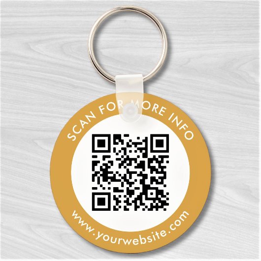 Aangepaste QR-code Tekst Modern Gold White Busines Sleutelhanger