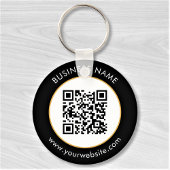 Aangepaste QR-code Tekst Modern Gold White Busines Sleutelhanger