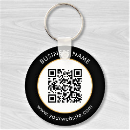 Aangepaste QR-code Tekst Modern Gold White Busines Sleutelhanger