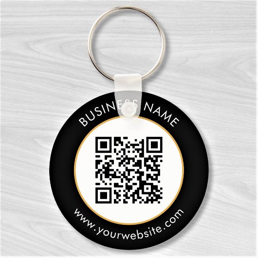 Aangepaste QR-code Tekst Modern Gold White Busines Sleutelhanger