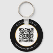 Aangepaste QR-code tekst Modern Goud Wit Zakelijk Sleutelhanger (Voorkant)