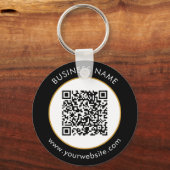 Aangepaste QR-code tekst Modern Goud Wit Zakelijk Sleutelhanger (Voorkant)